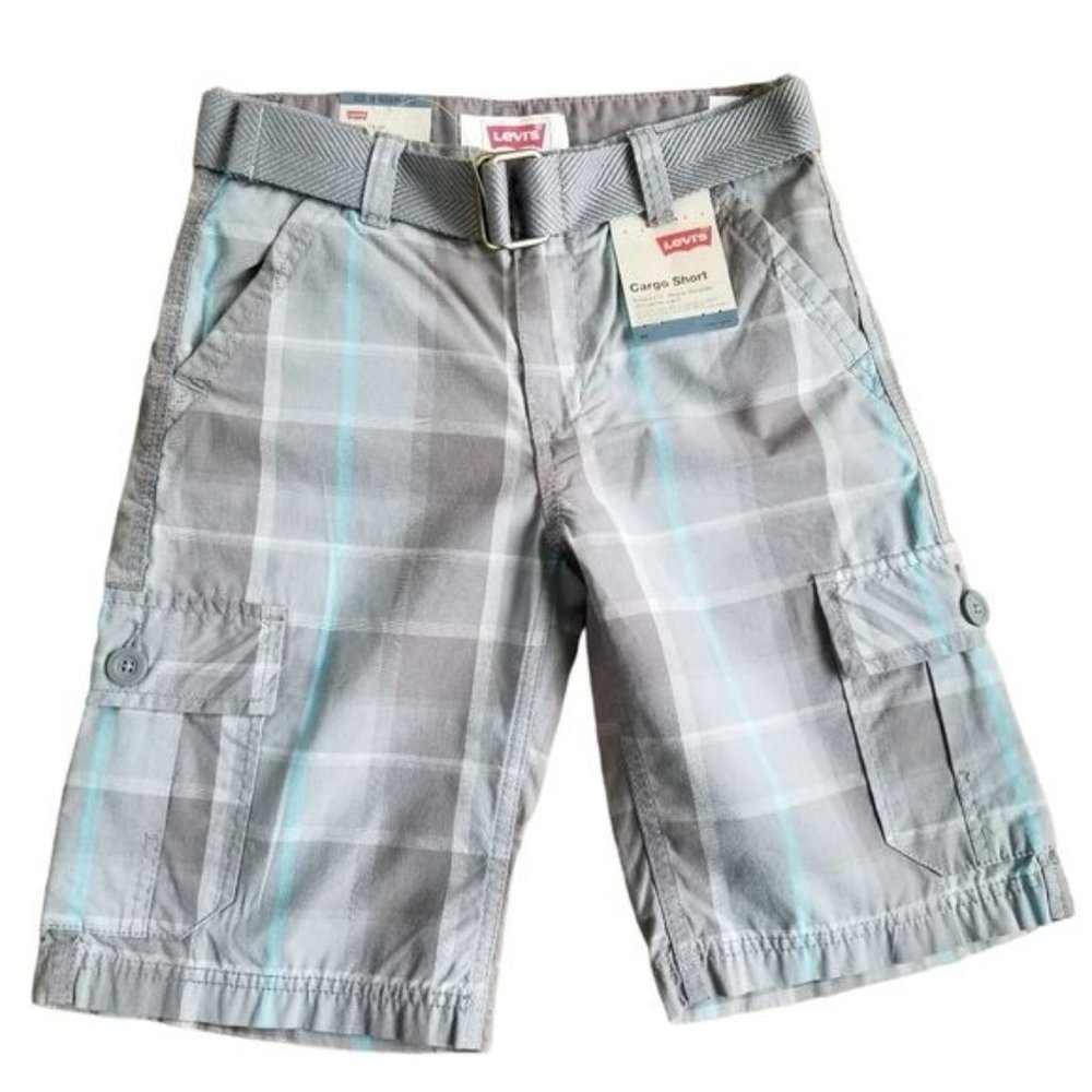 Levi's Gray Plaid Cargo Shorts Boys Size 10 Regular